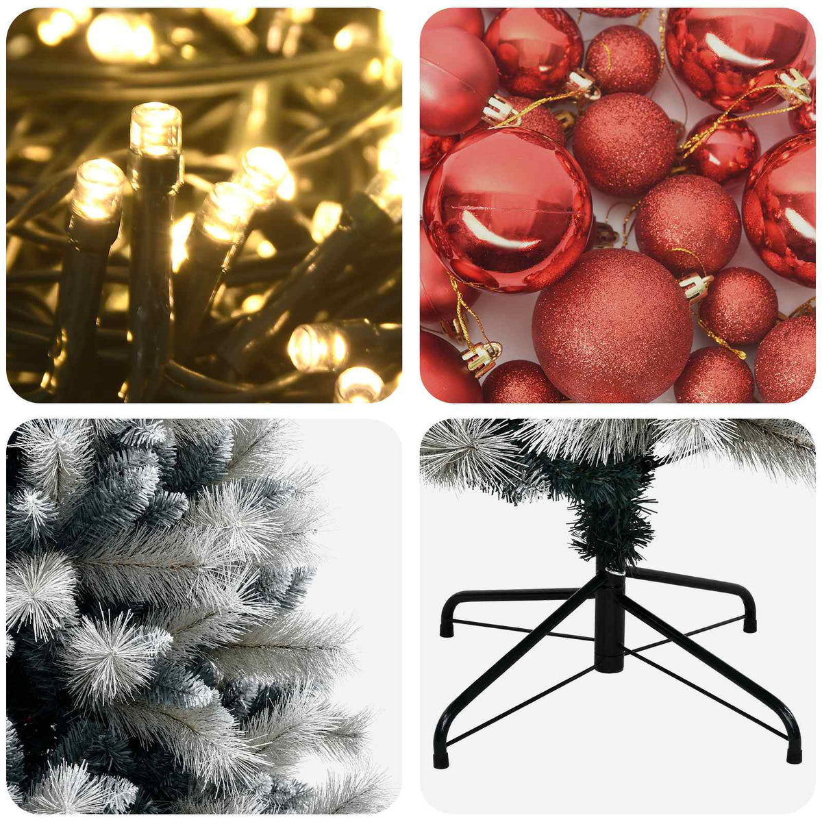 vidaXL Artificial Hinged Christmas Tree with Baubles 120 cm 150 LEDs