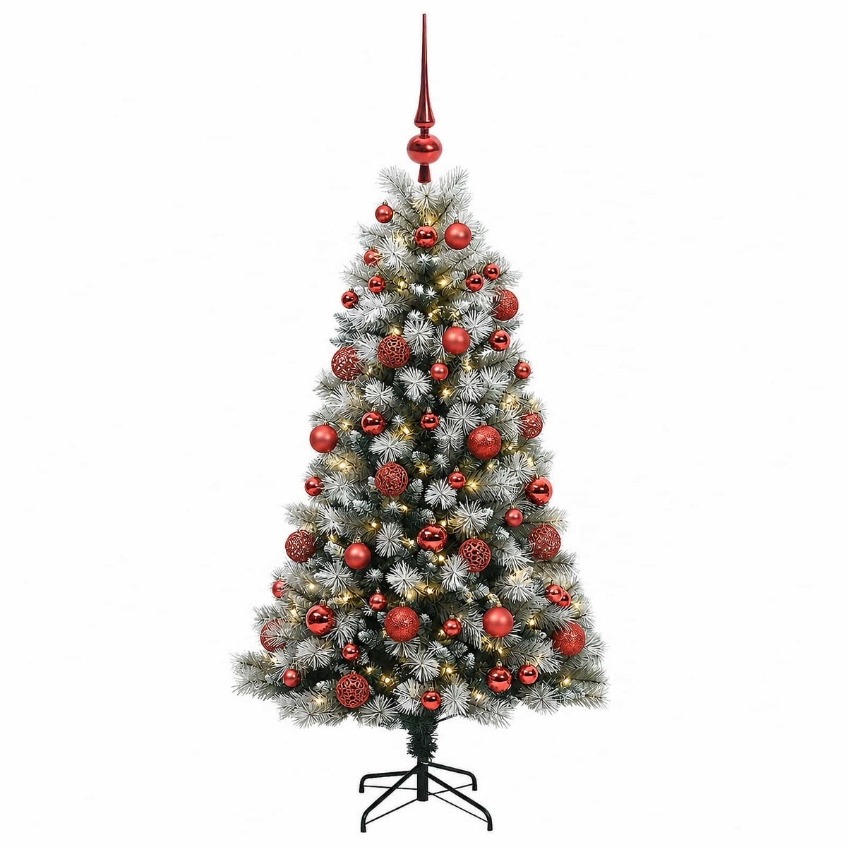 vidaXL Artificial Hinged Christmas Tree with Baubles 120 cm 150 LEDs