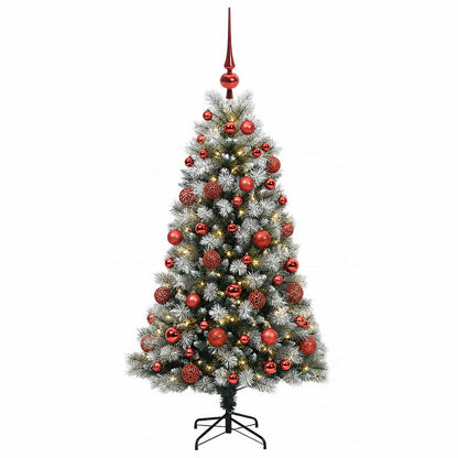 vidaXL Artificial Hinged Christmas Tree with Baubles 120 cm 150 LEDs