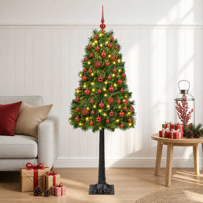 vidaXL Artificial Hinged Christmas Tree with Baubles 150 cm 150 LEDs