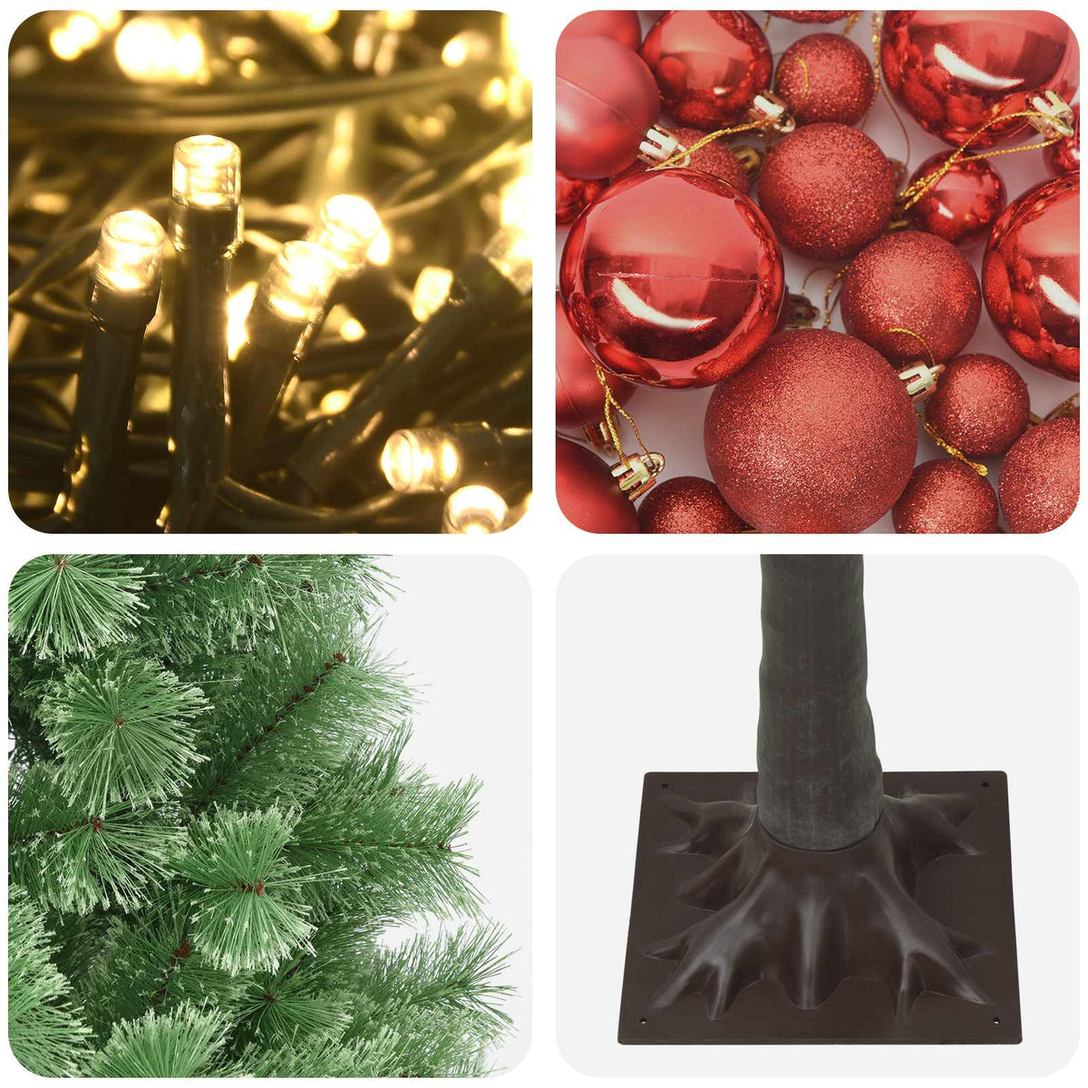 vidaXL Artificial Hinged Christmas Tree with Baubles 150 cm 150 LEDs