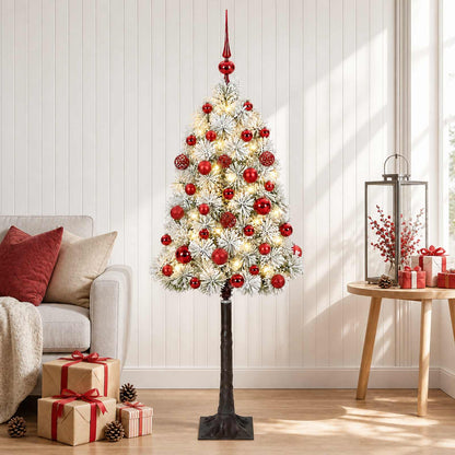 vidaXL Artificial Hinged Christmas Tree with Baubles 180 cm 300 LEDs