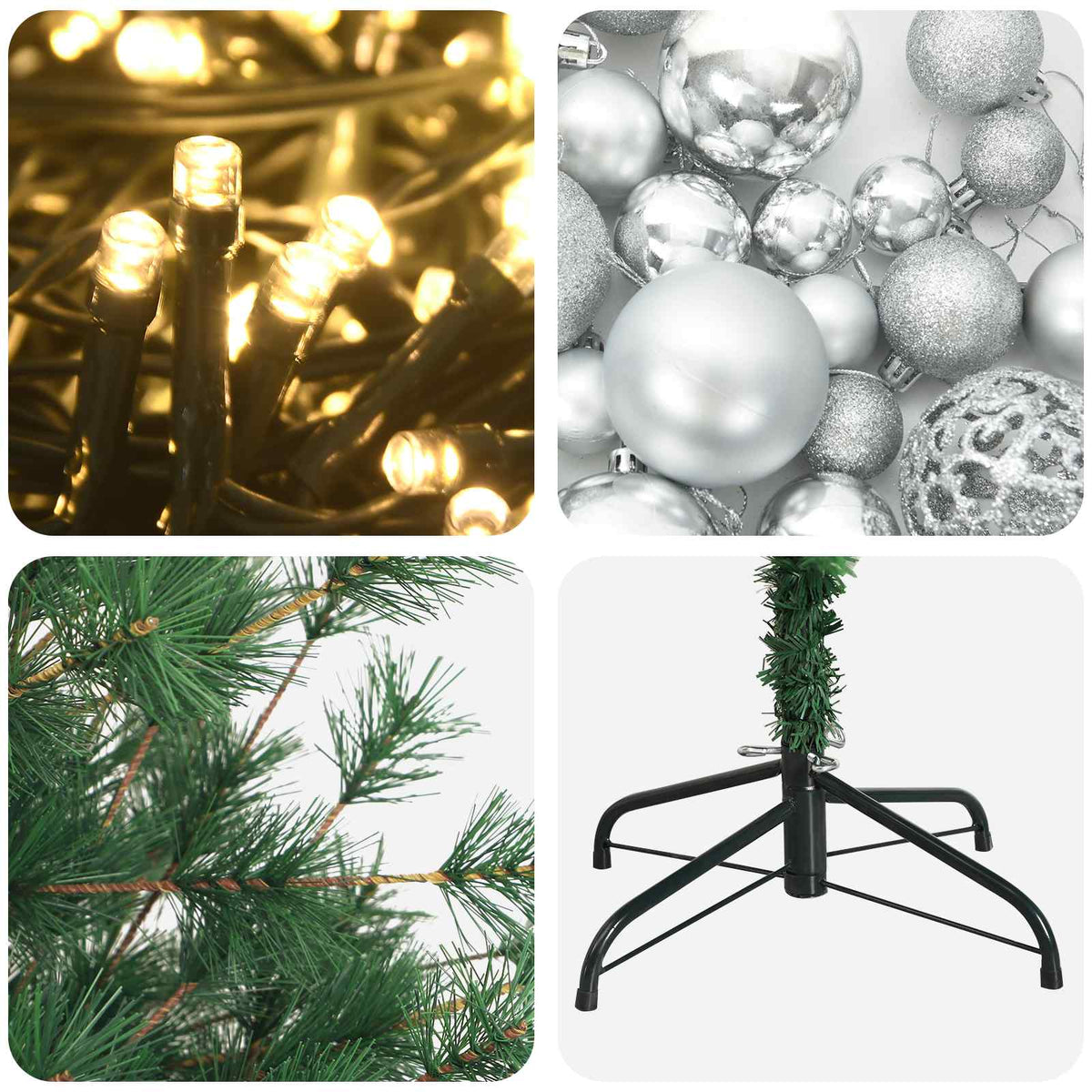 vidaXL Artificial Christmas Tree with Bauble 150 cm 150 LEDs