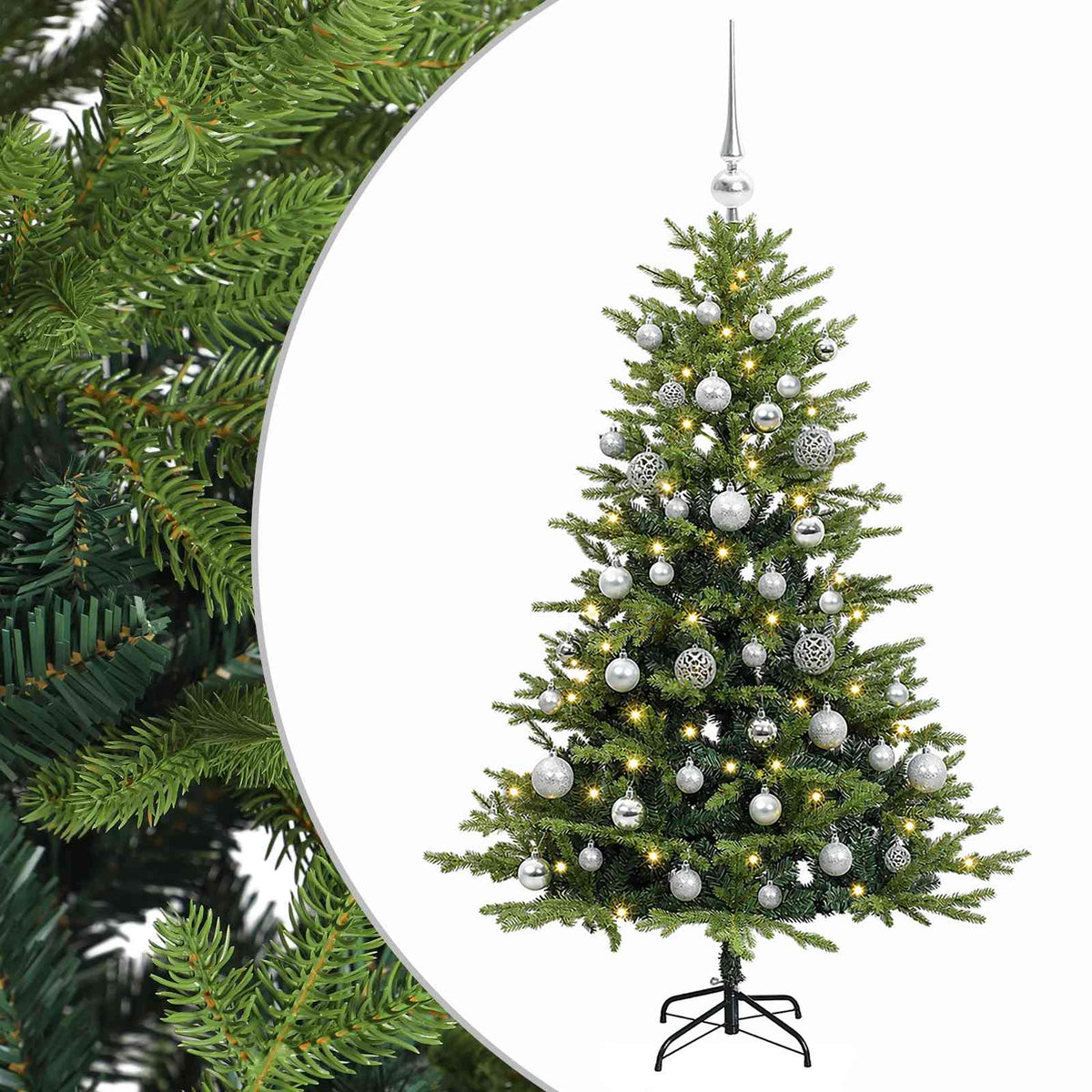 vidaXL Artificial Christmas Tree with Bauble 120 cm 150 LEDs
