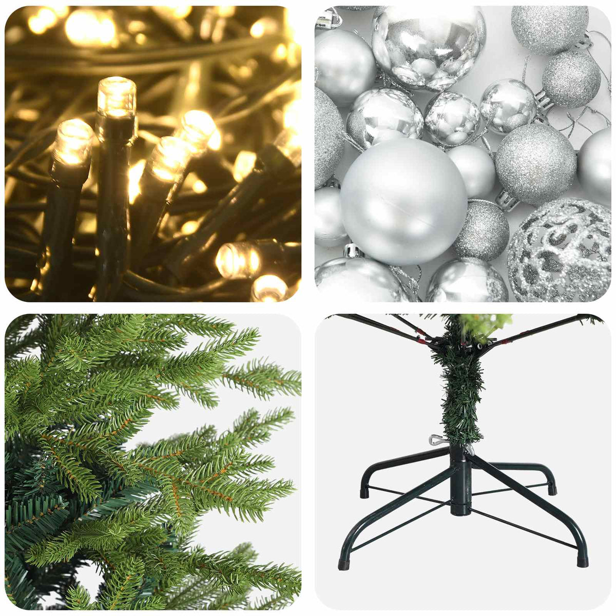 vidaXL Artificial Christmas Tree with Bauble 150 cm 150 LEDs