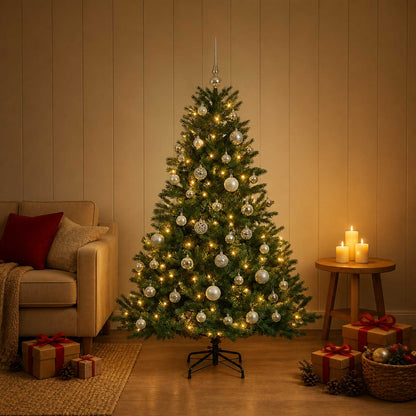 vidaXL Artificial Christmas Tree with Bauble 150 cm 150 LEDs