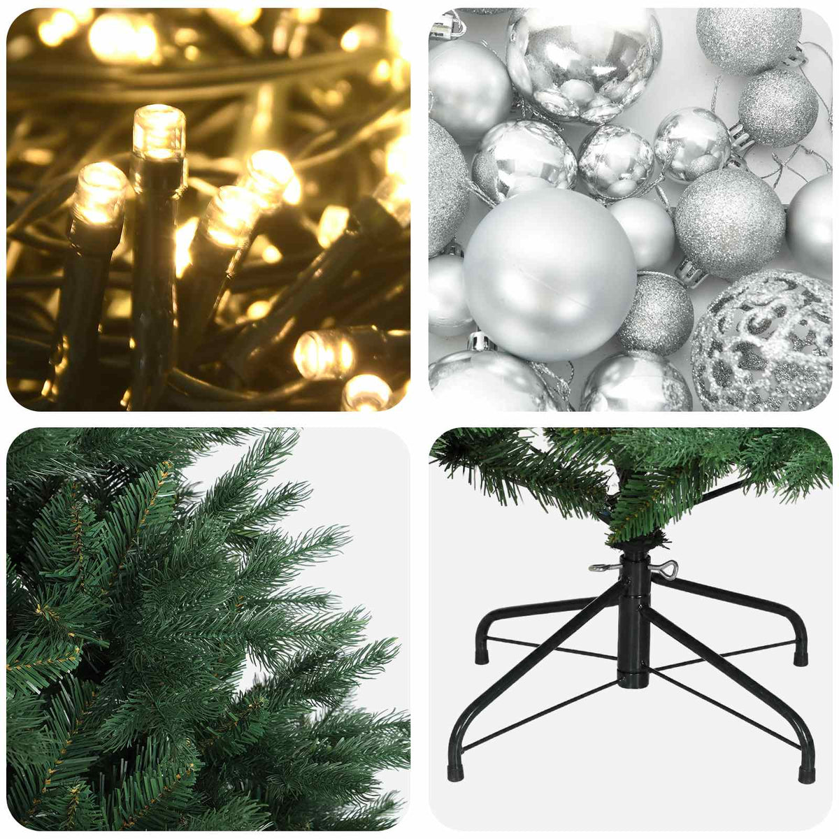 vidaXL Artificial Christmas Tree with Bauble 150 cm 150 LEDs