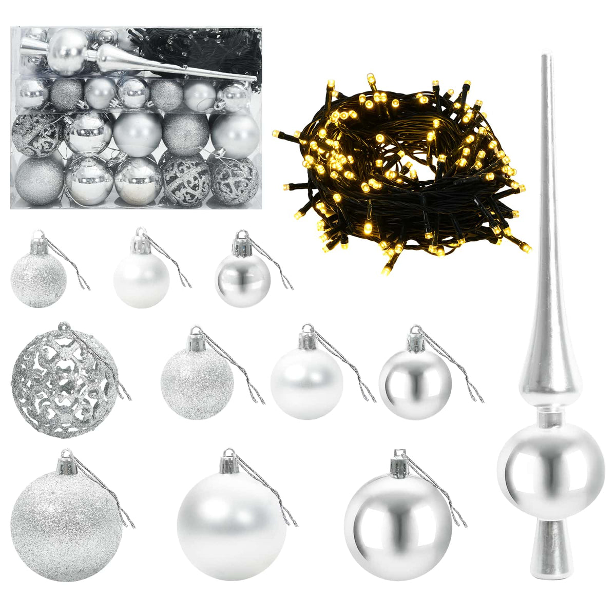 vidaXL Artificial Christmas Tree with Bauble 120 cm 150 LEDs
