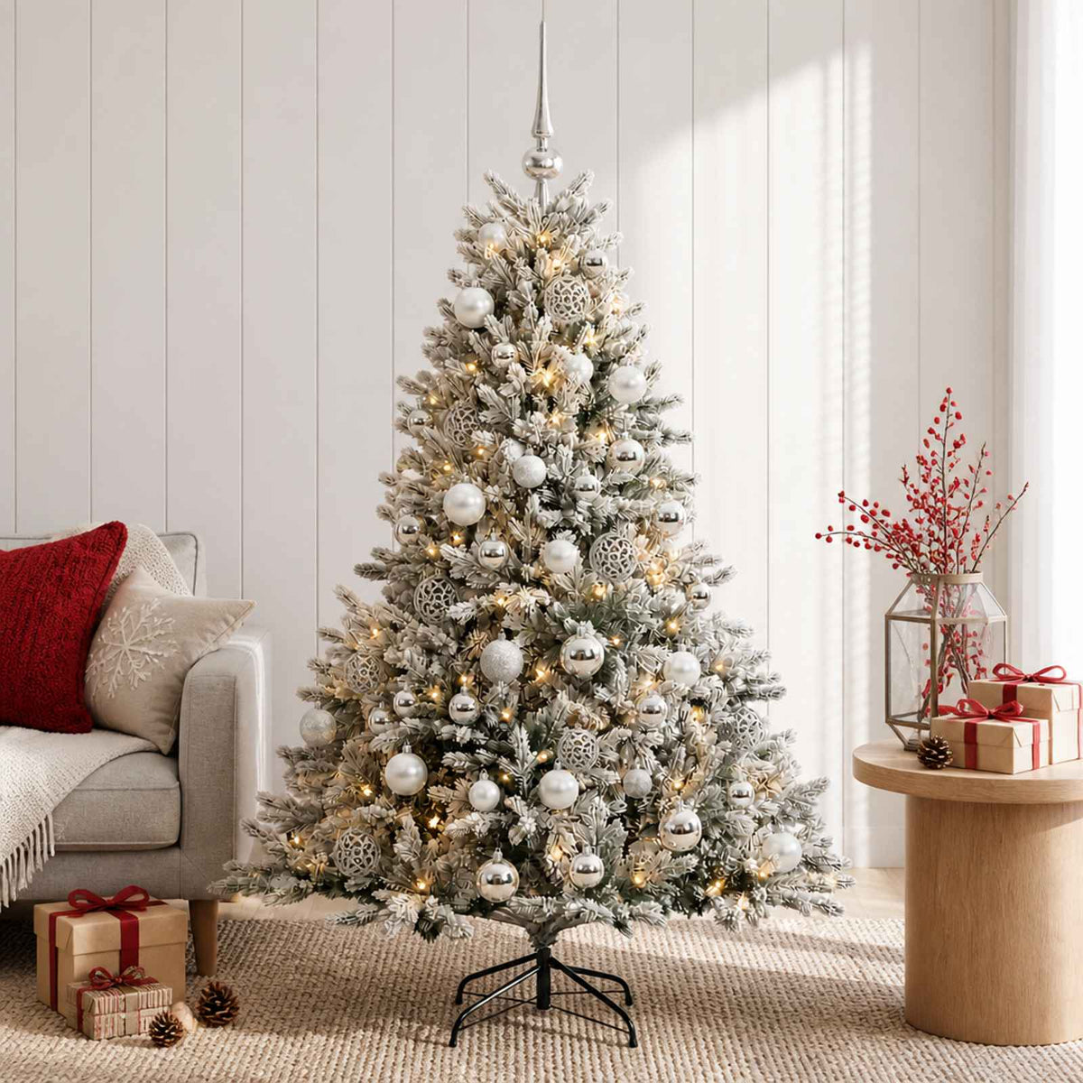 vidaXL Artificial Christmas Tree with Bauble 120 cm 150 LEDs