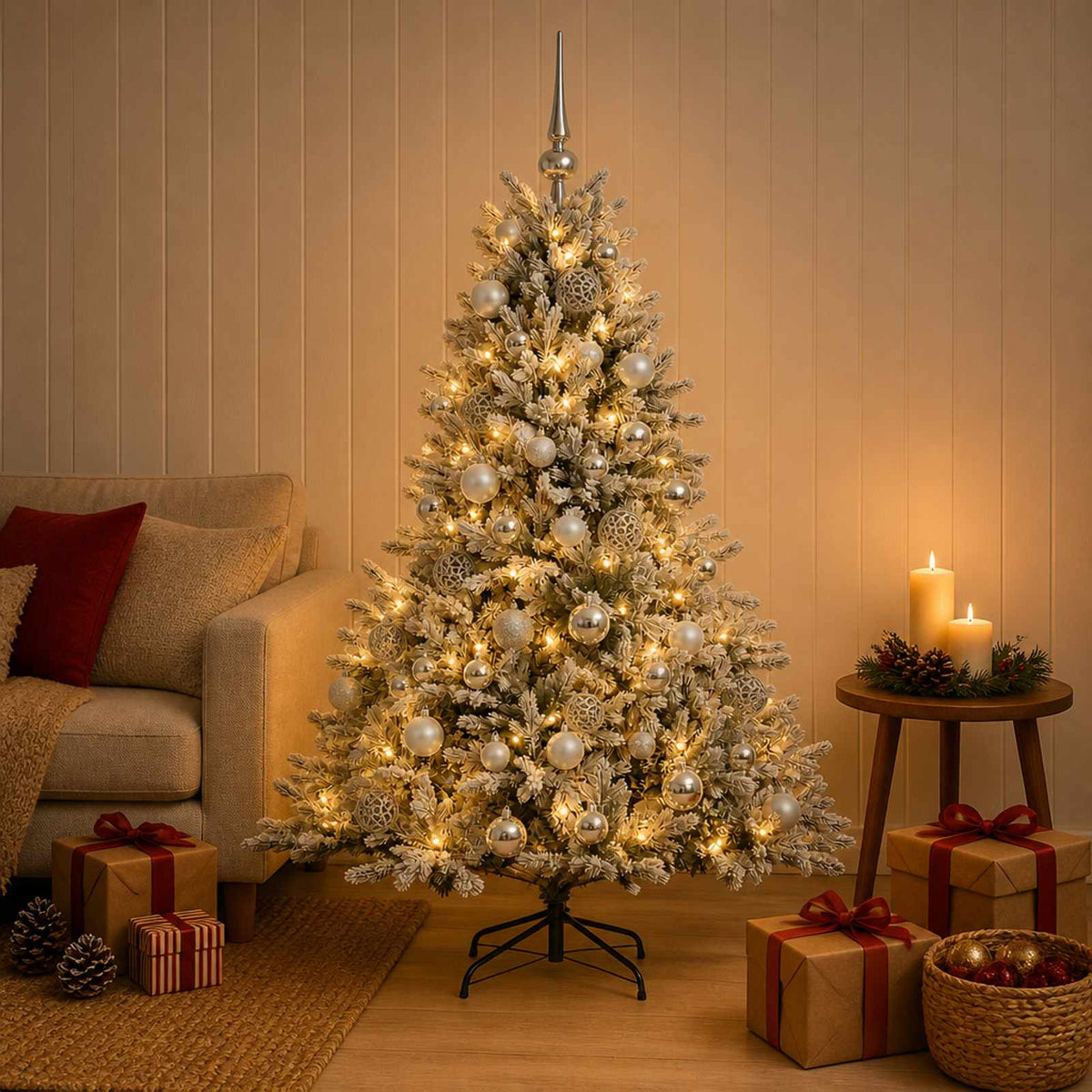 vidaXL Artificial Christmas Tree with Bauble 150 cm 150 LEDs