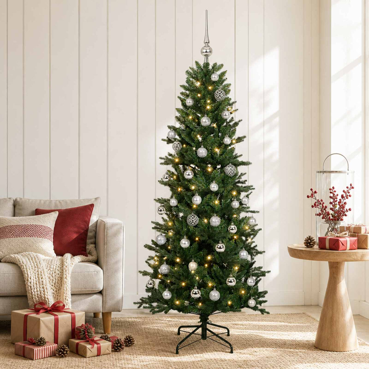 vidaXL Artificial Christmas Tree with Bauble 150 cm 150 LEDs