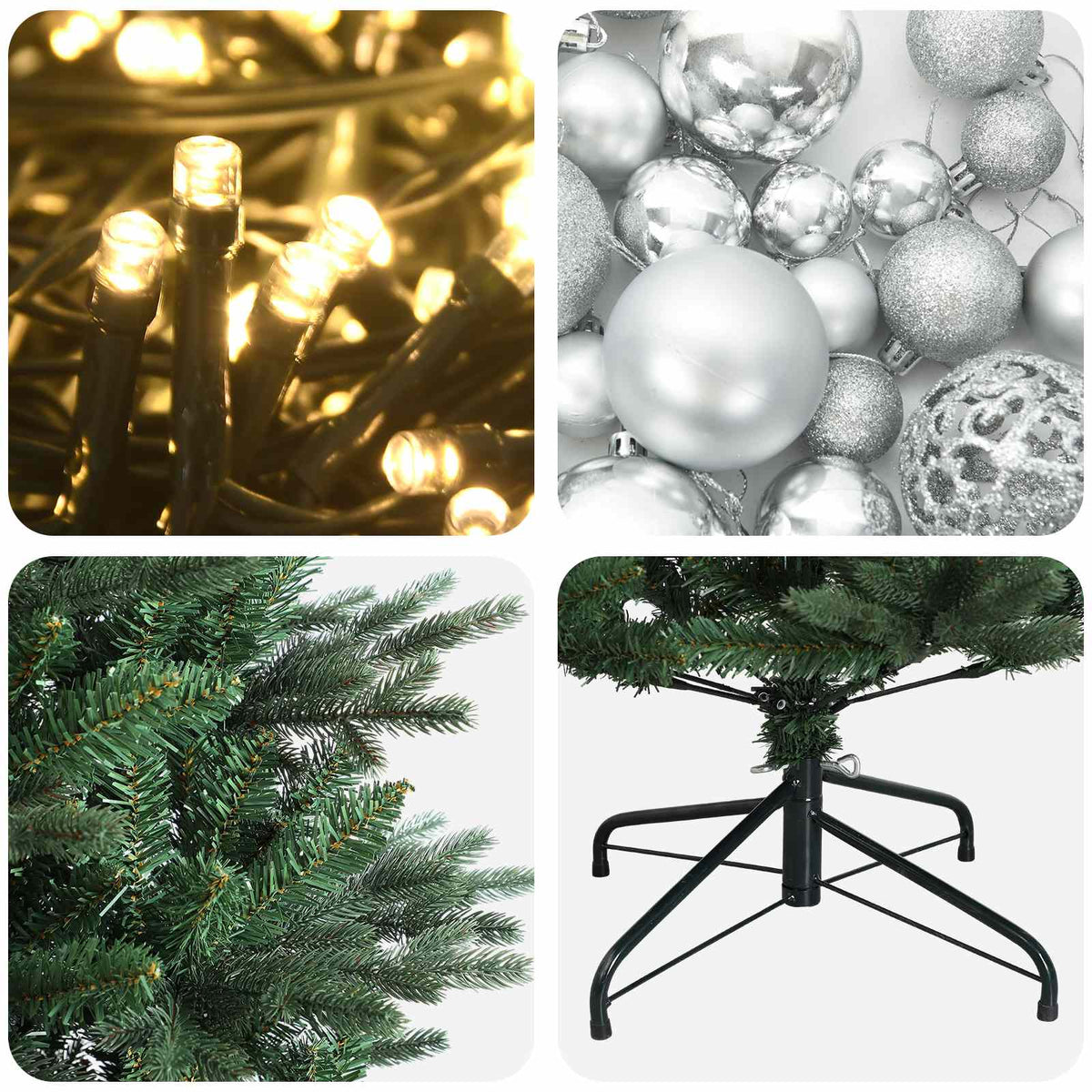 vidaXL Artificial Christmas Tree with Bauble 150 cm 150 LEDs
