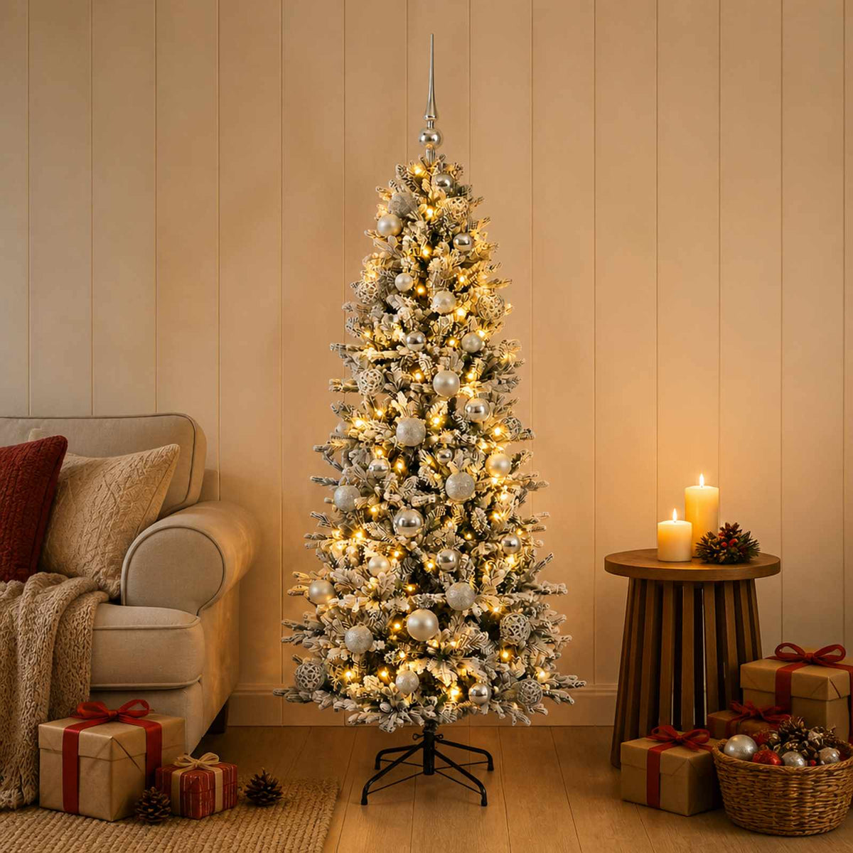 vidaXL Artificial Christmas Tree with Bauble 120 cm 150 LEDs