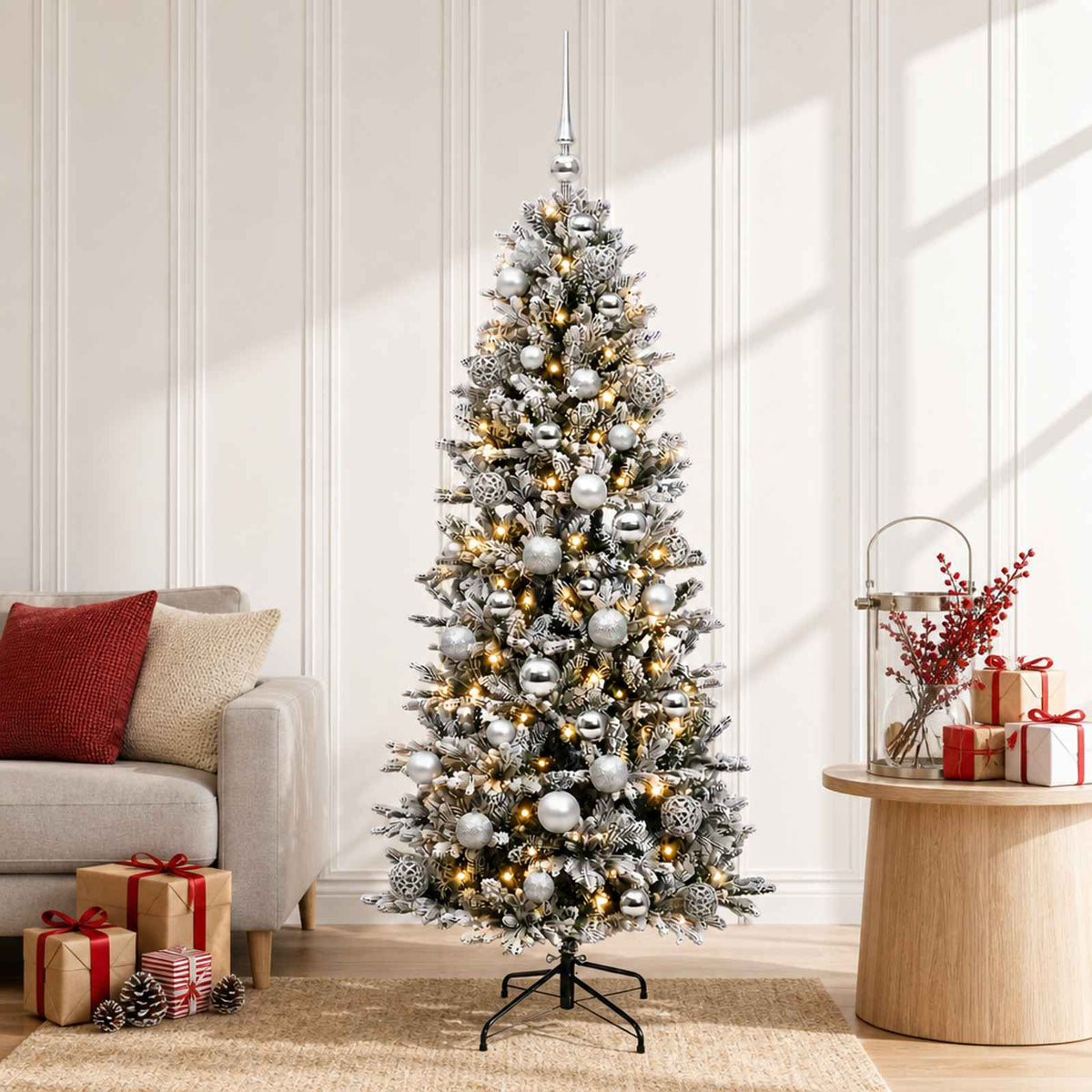 vidaXL Artificial Christmas Tree with Bauble 120 cm 150 LEDs