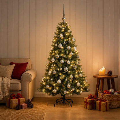 vidaXL Artificial Christmas Tree with Bauble 150 cm 150 LEDs