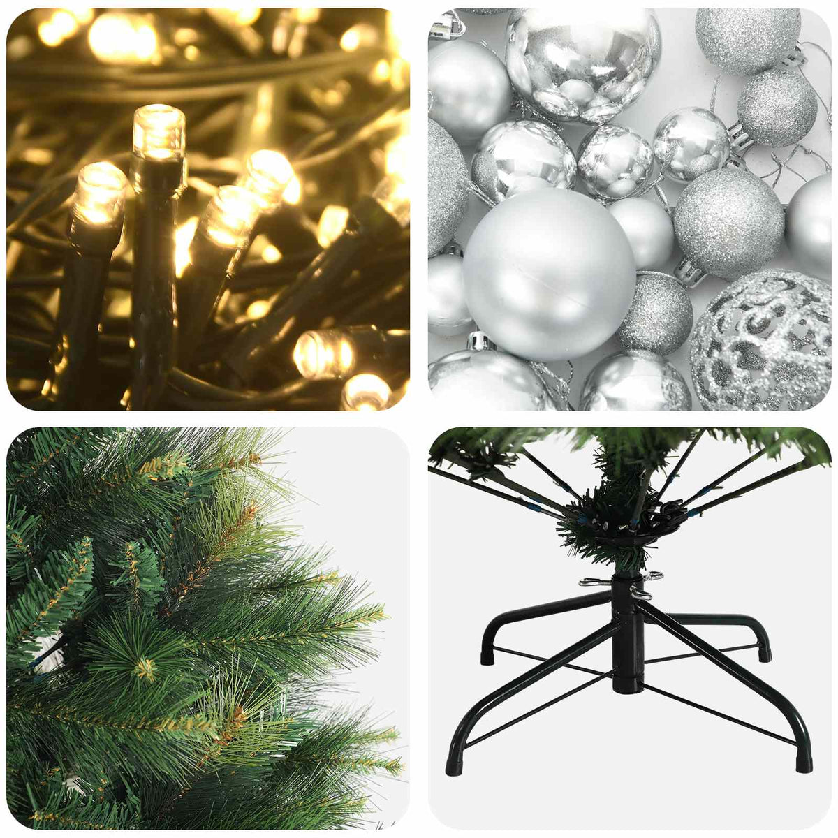 vidaXL Artificial Christmas Tree with Bauble 150 cm 150 LEDs