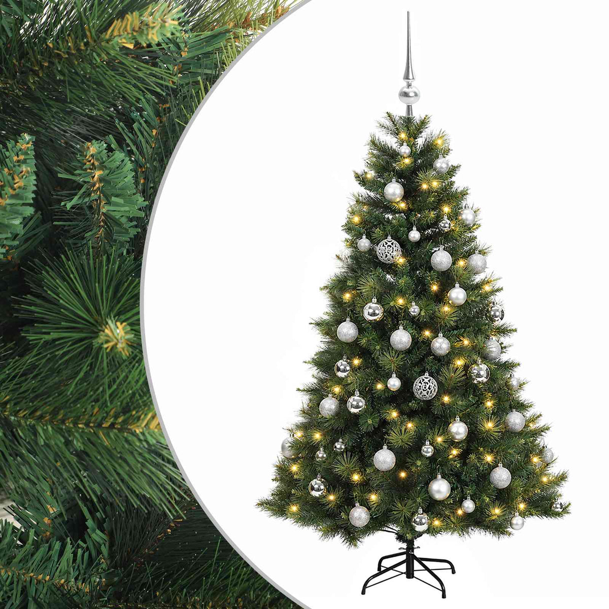 vidaXL Artificial Christmas Tree with Bauble 150 cm 150 LEDs