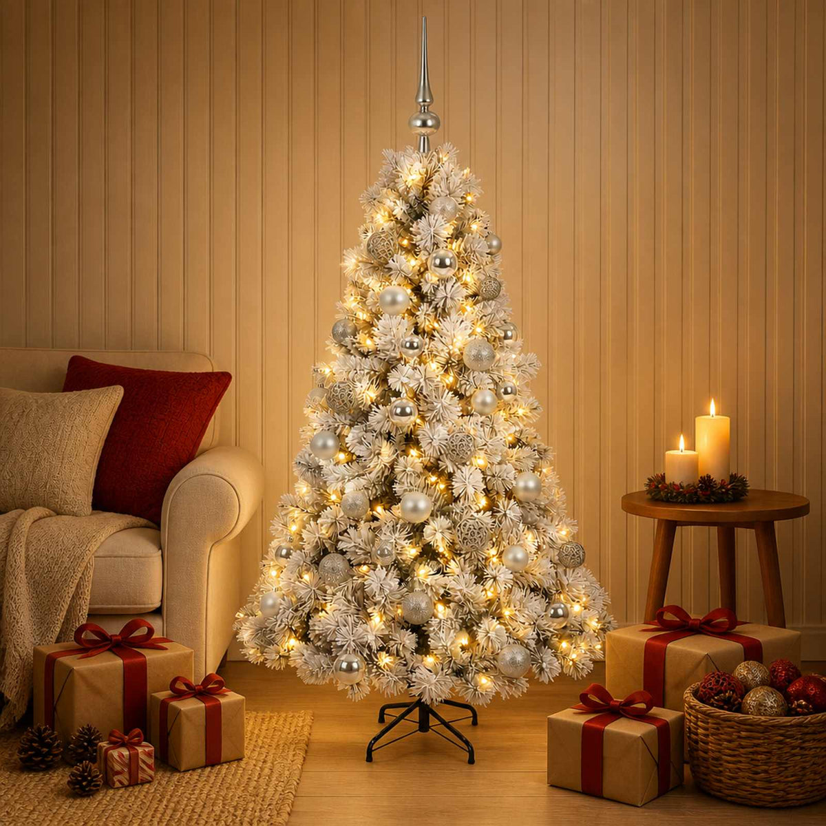 vidaXL Artificial Christmas Tree with Bauble 150 cm 150 LEDs