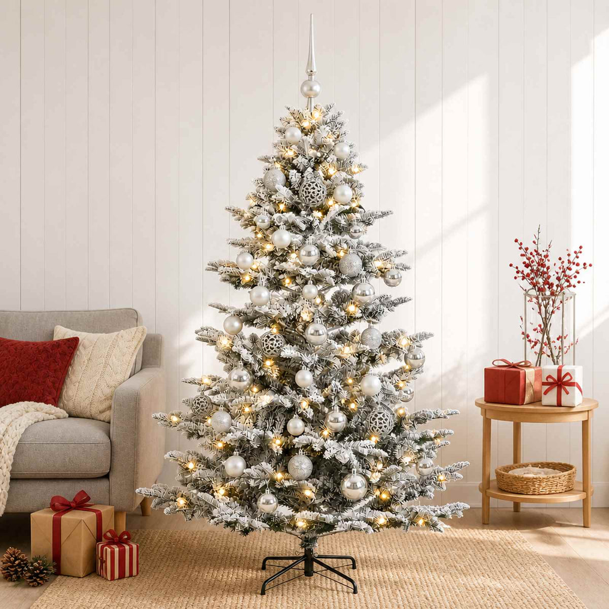 vidaXL Artificial Christmas Tree with Bauble 150 cm 150 LEDs