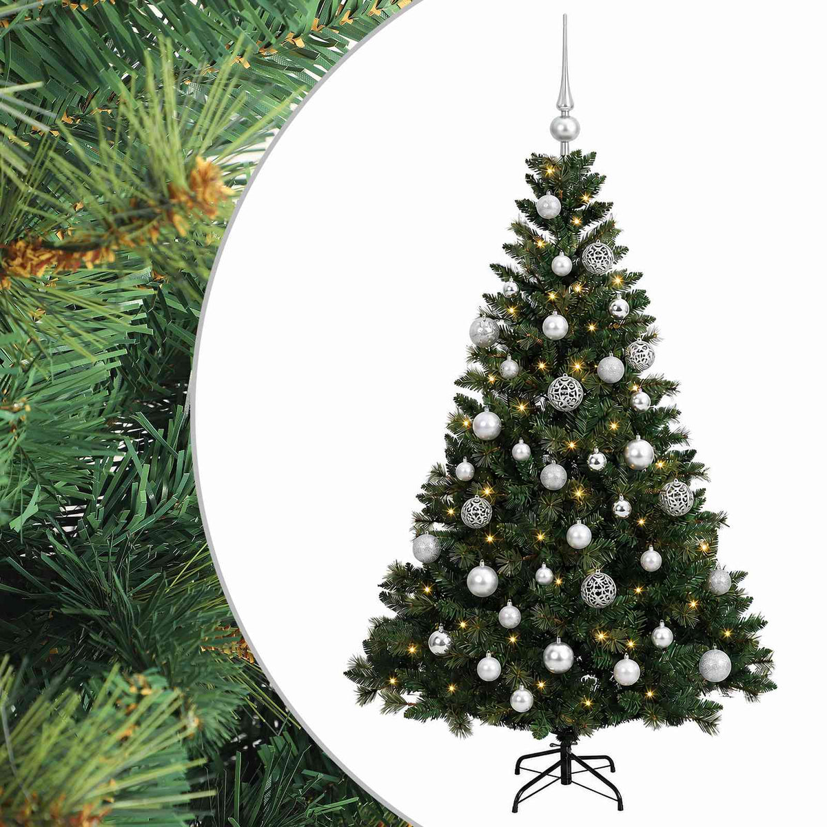 vidaXL Artificial Christmas Tree with Bauble 150 cm 150 LEDs