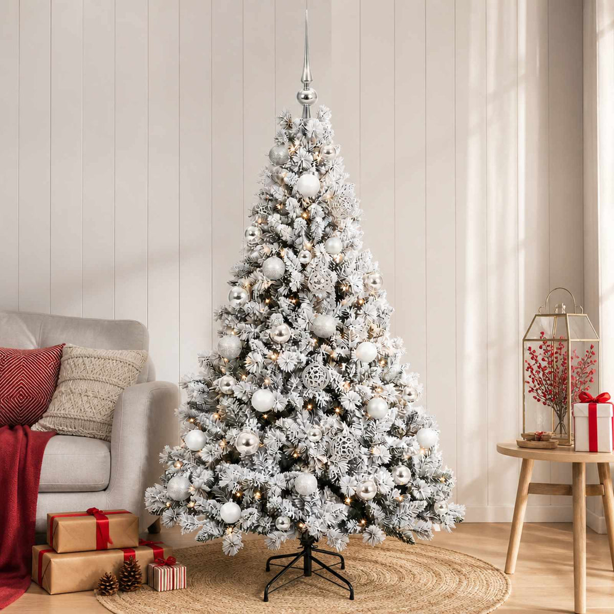 vidaXL Artificial Christmas Tree with Bauble 120 cm 150 LEDs