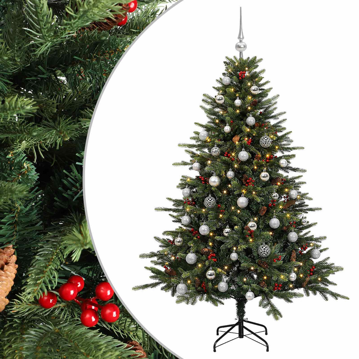 vidaXL Artificial Christmas Tree with Bauble 150 cm 150 LEDs