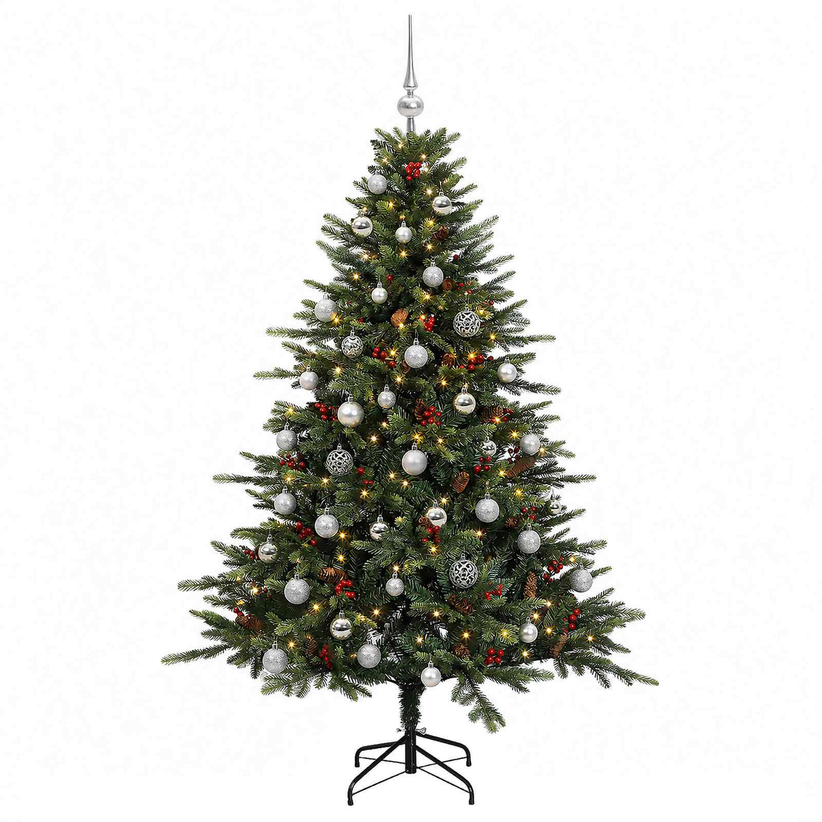 vidaXL Artificial Christmas Tree with Bauble 150 cm 150 LEDs