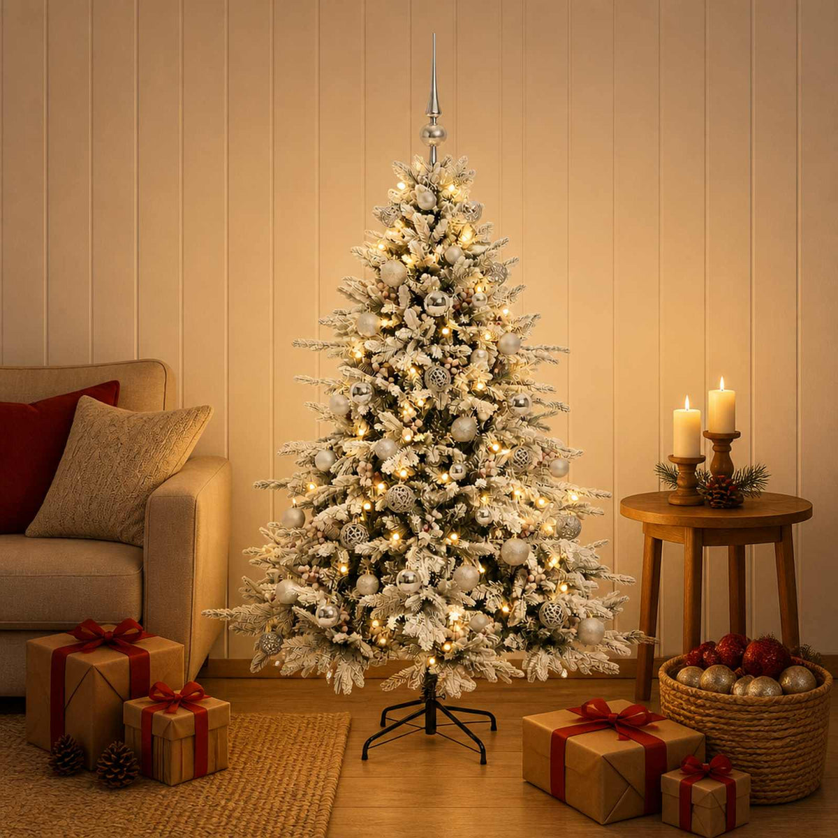 vidaXL Artificial Christmas Tree with Bauble 150 cm 150 LEDs