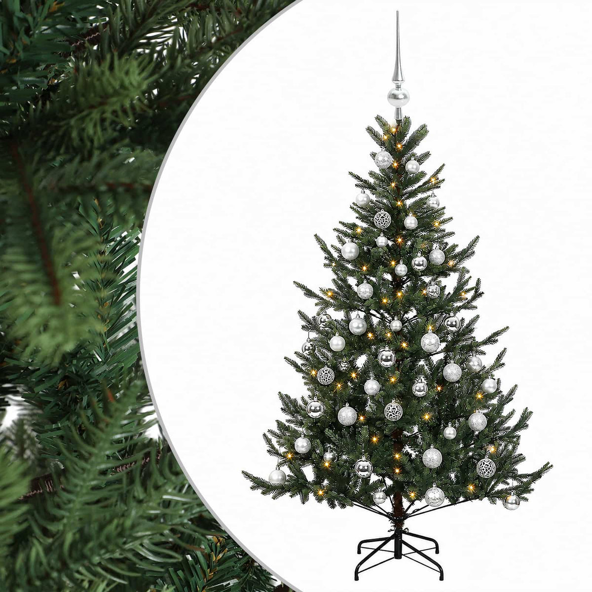 vidaXL Artificial Christmas Tree with Bauble 120 cm 150 LEDs