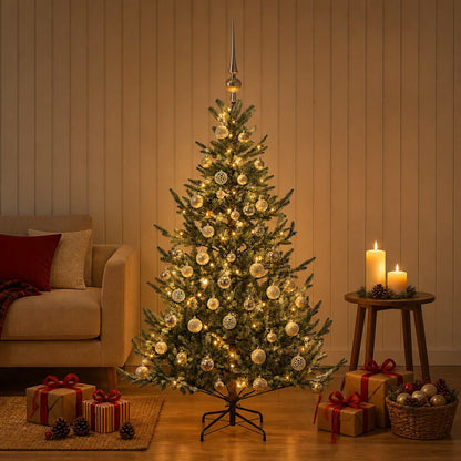 vidaXL Artificial Christmas Tree with Bauble 120 cm 150 LEDs