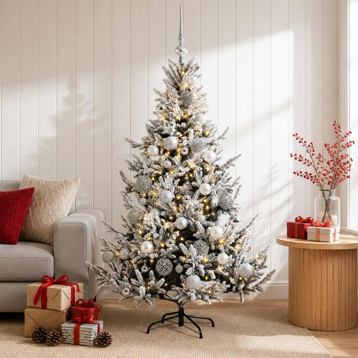 vidaXL Artificial Christmas Tree with Bauble 120 cm 150 LEDs