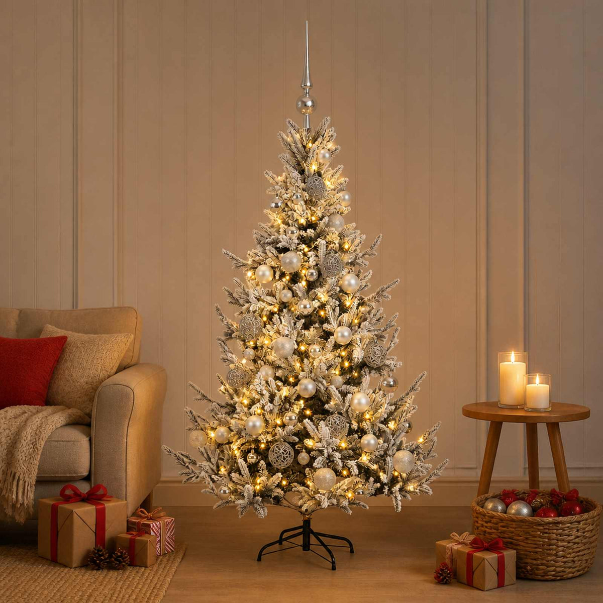 vidaXL Artificial Christmas Tree with Bauble 150 cm 150 LEDs