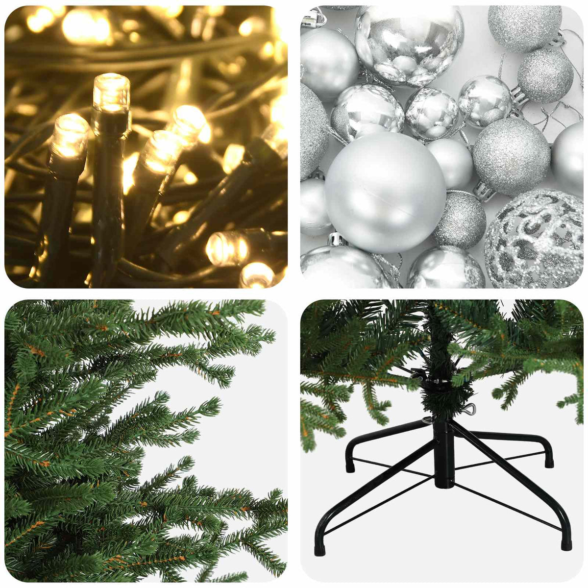 vidaXL Artificial Christmas Tree with Bauble 120 cm 150 LEDs
