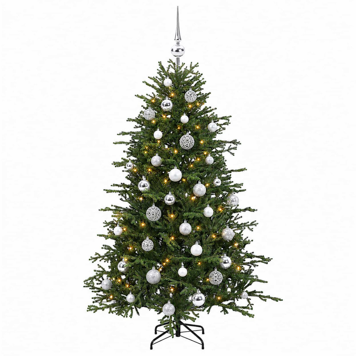 vidaXL Artificial Christmas Tree with Bauble 120 cm 150 LEDs