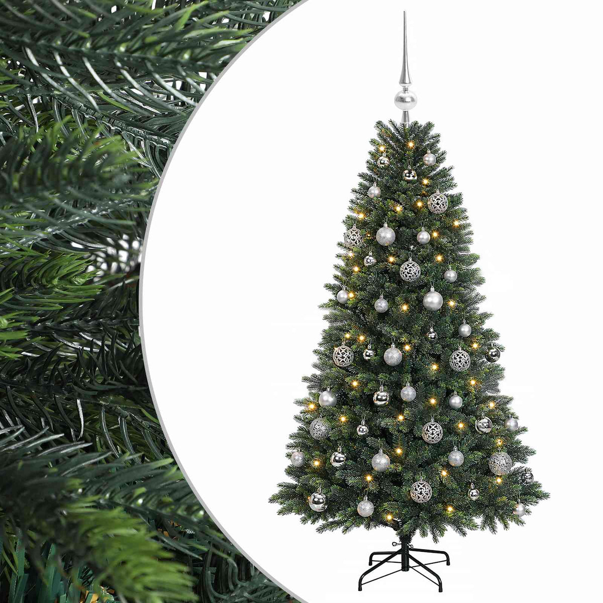 vidaXL Artificial Christmas Tree with Bauble 120 cm 150 LEDs