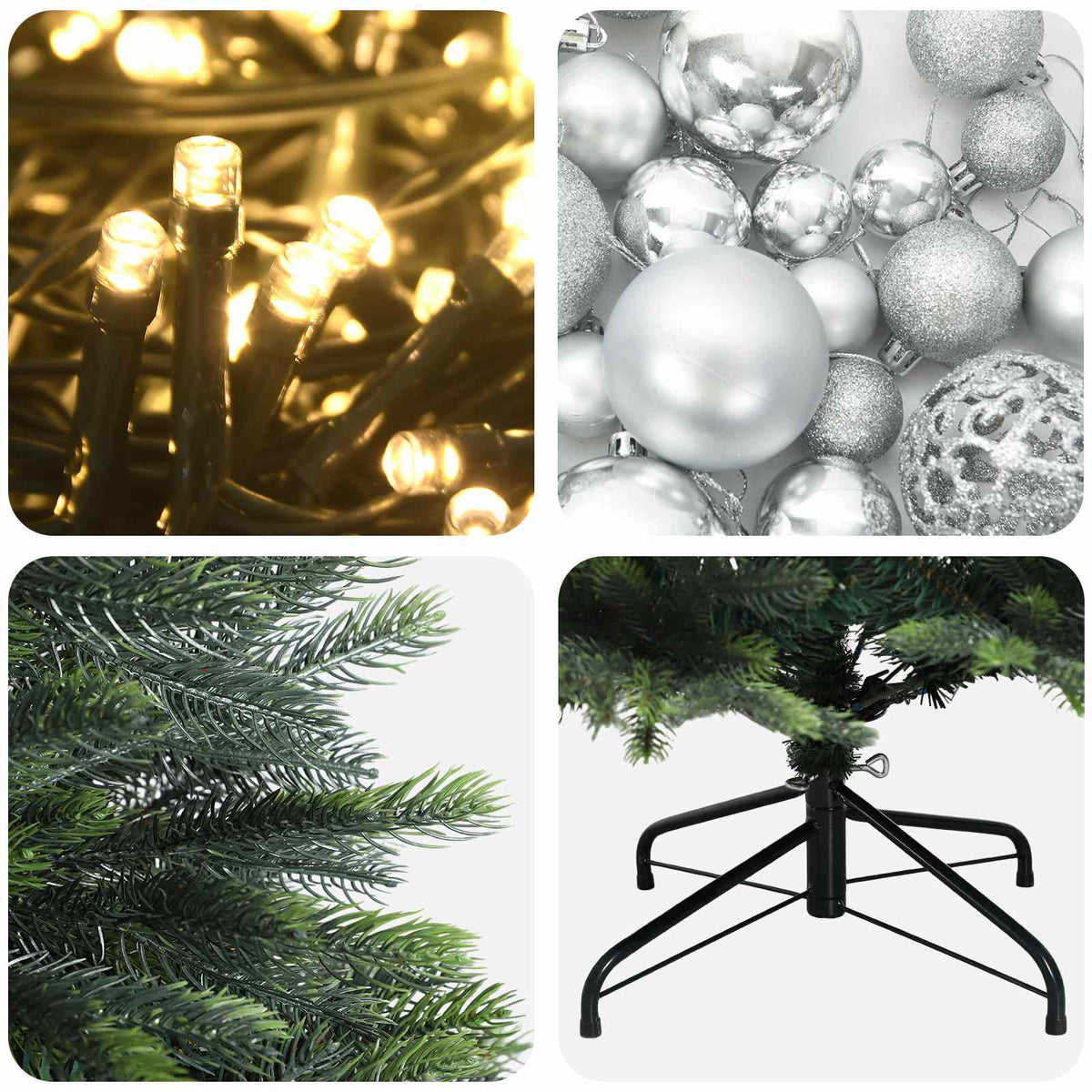 vidaXL Artificial Christmas Tree with Bauble 150 cm 150 LEDs