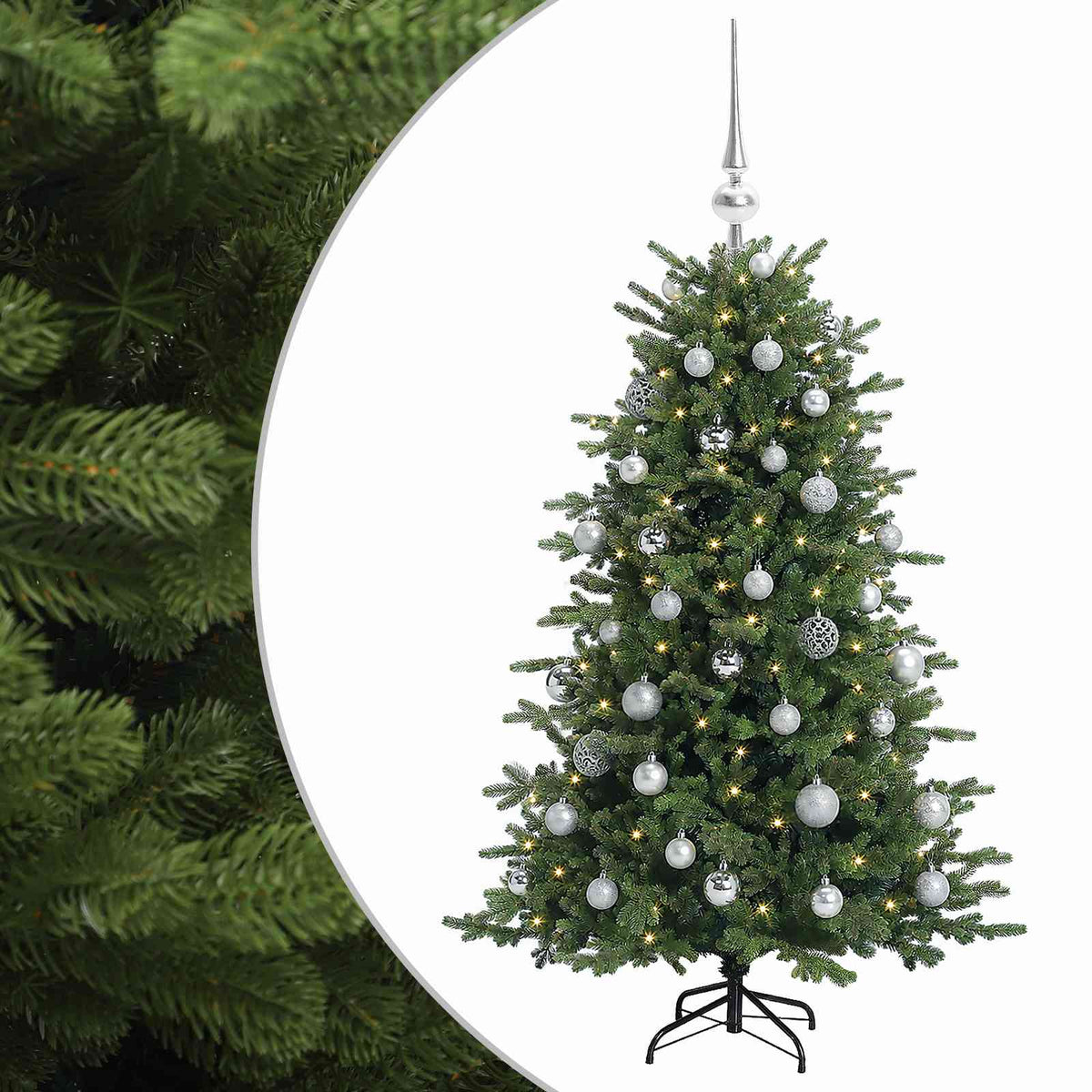 vidaXL Artificial Christmas Tree with Bauble 120 cm 150 LEDs
