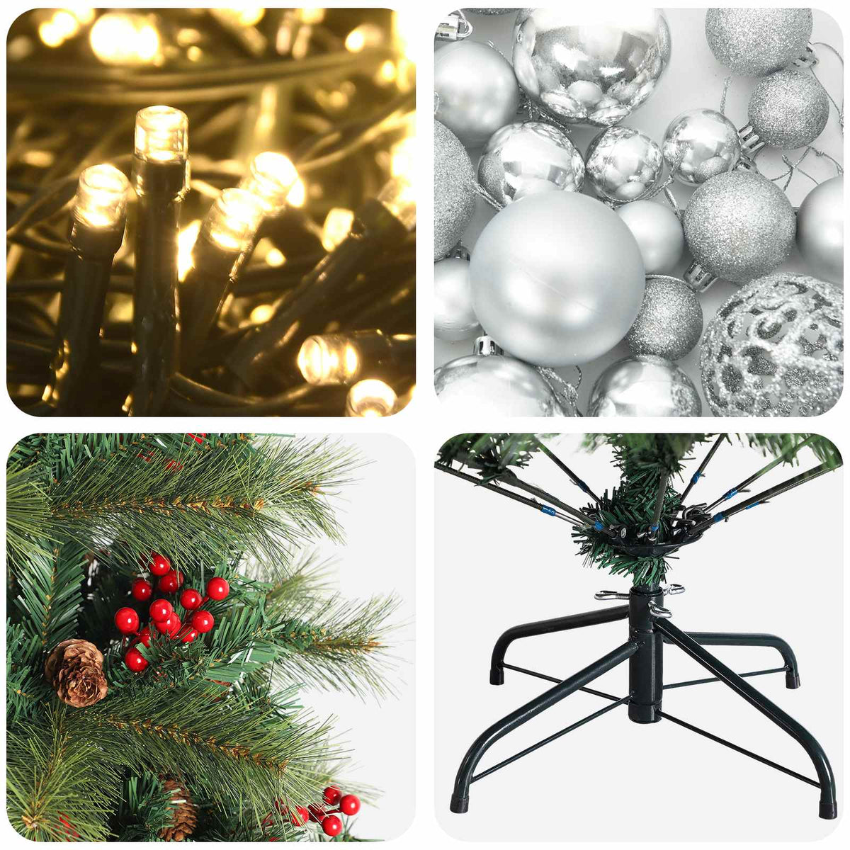 vidaXL Artificial Christmas Tree with Bauble 150 cm 150 LEDs