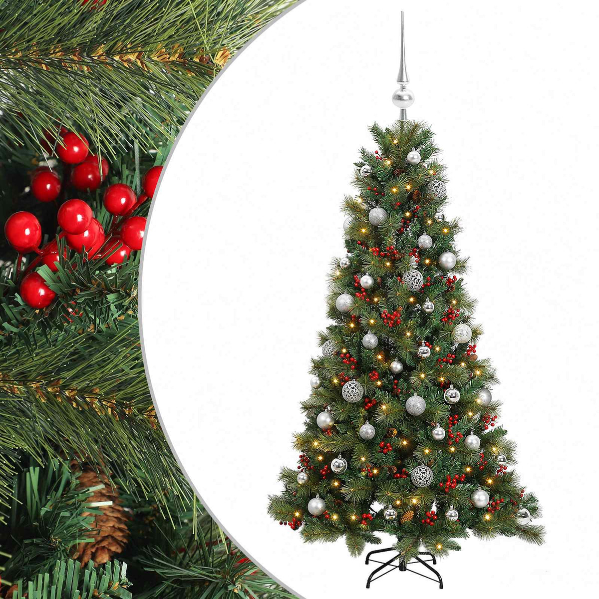 vidaXL Artificial Christmas Tree with Bauble 150 cm 150 LEDs