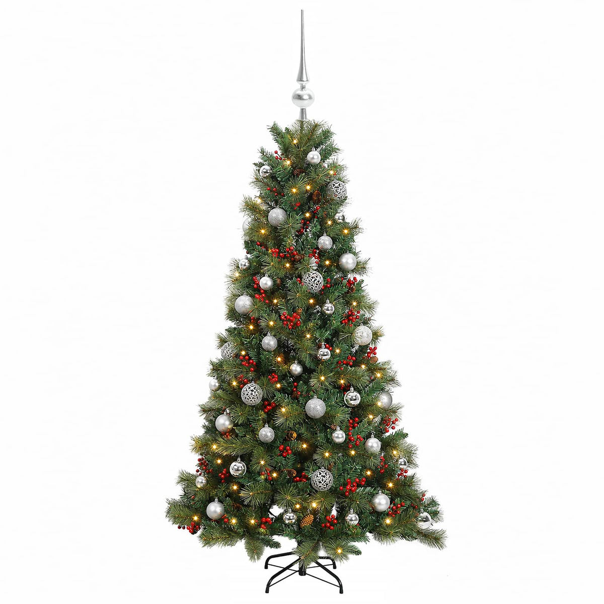 vidaXL Artificial Christmas Tree with Bauble 150 cm 150 LEDs