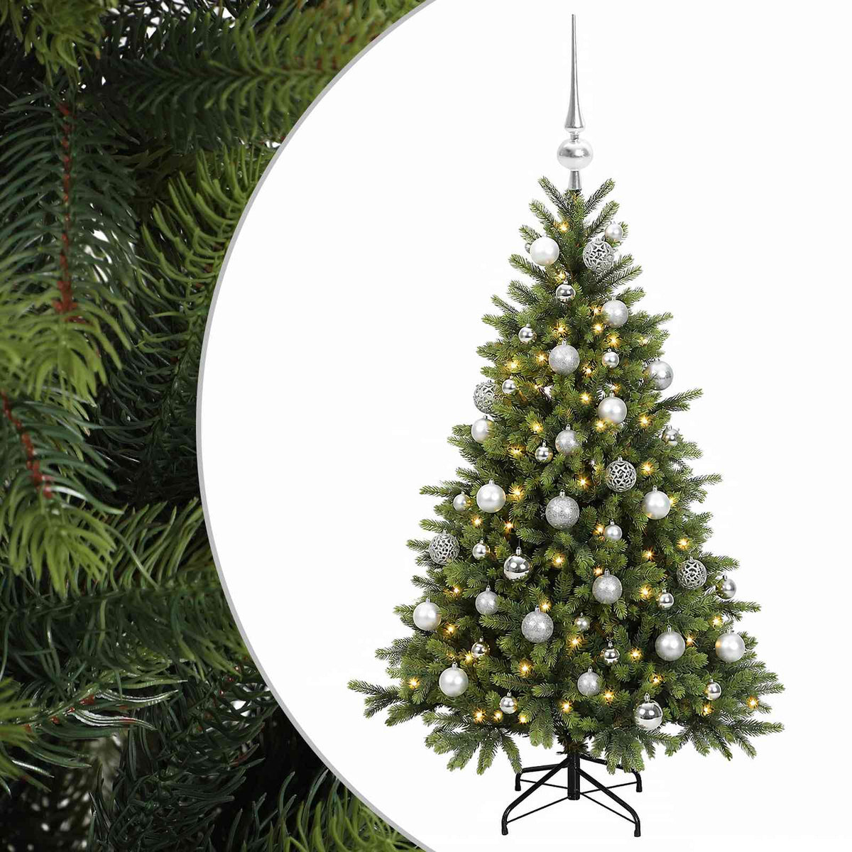 vidaXL Artificial Christmas Tree with Bauble 150 cm 150 LEDs