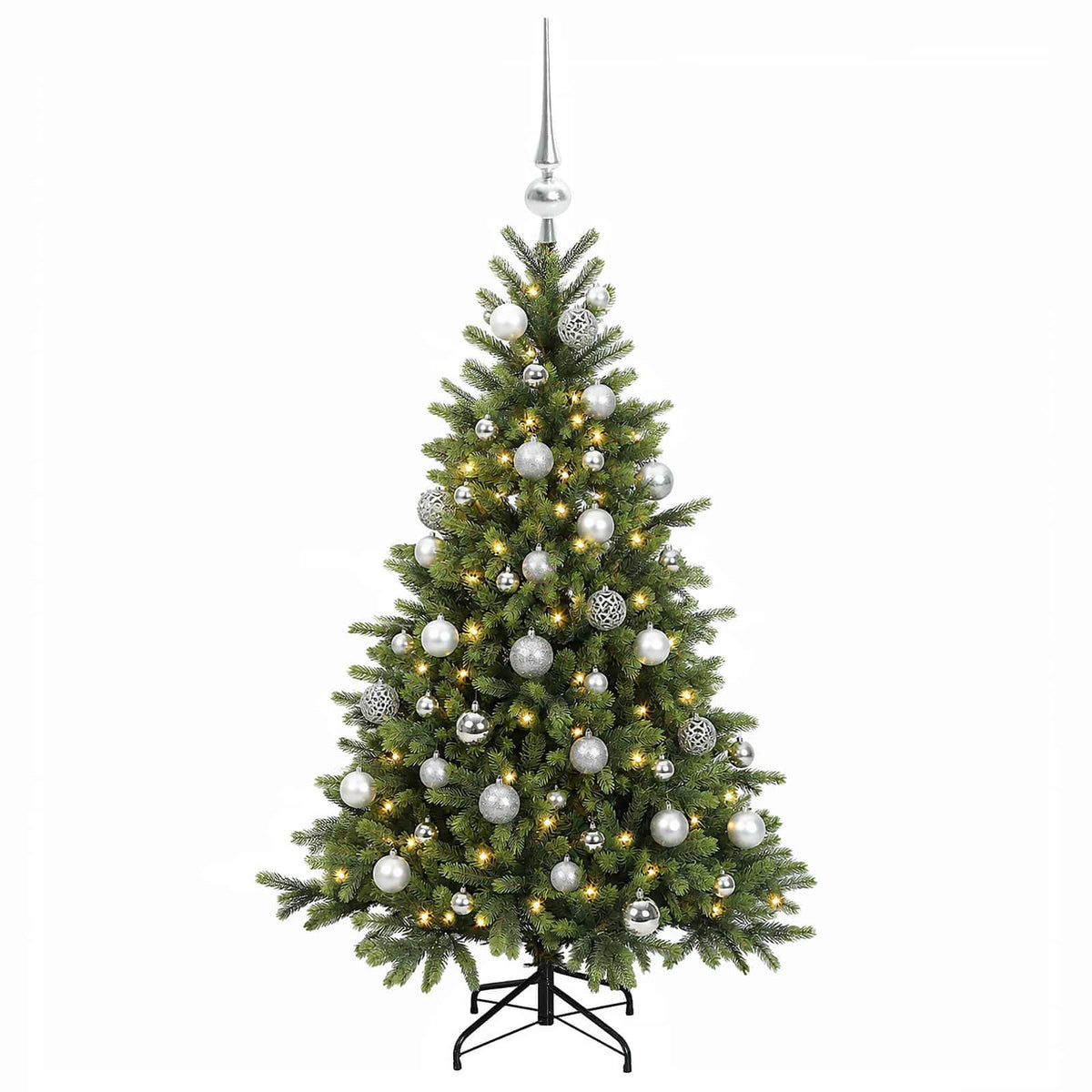 vidaXL Artificial Christmas Tree with Bauble 150 cm 150 LEDs