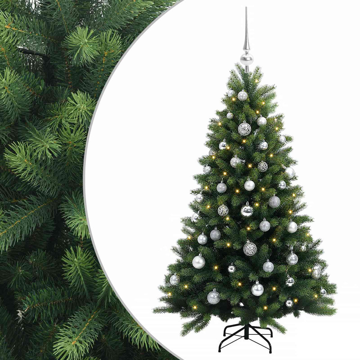 vidaXL Artificial Christmas Tree with Bauble 150 cm 150 LEDs