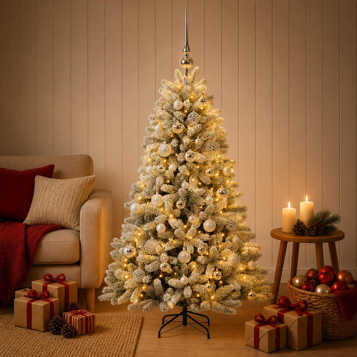 vidaXL Artificial Christmas Tree with Bauble 150 cm 150 LEDs