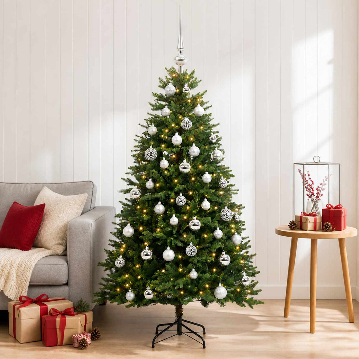 vidaXL Artificial Christmas Tree with Bauble 150 cm 150 LEDs