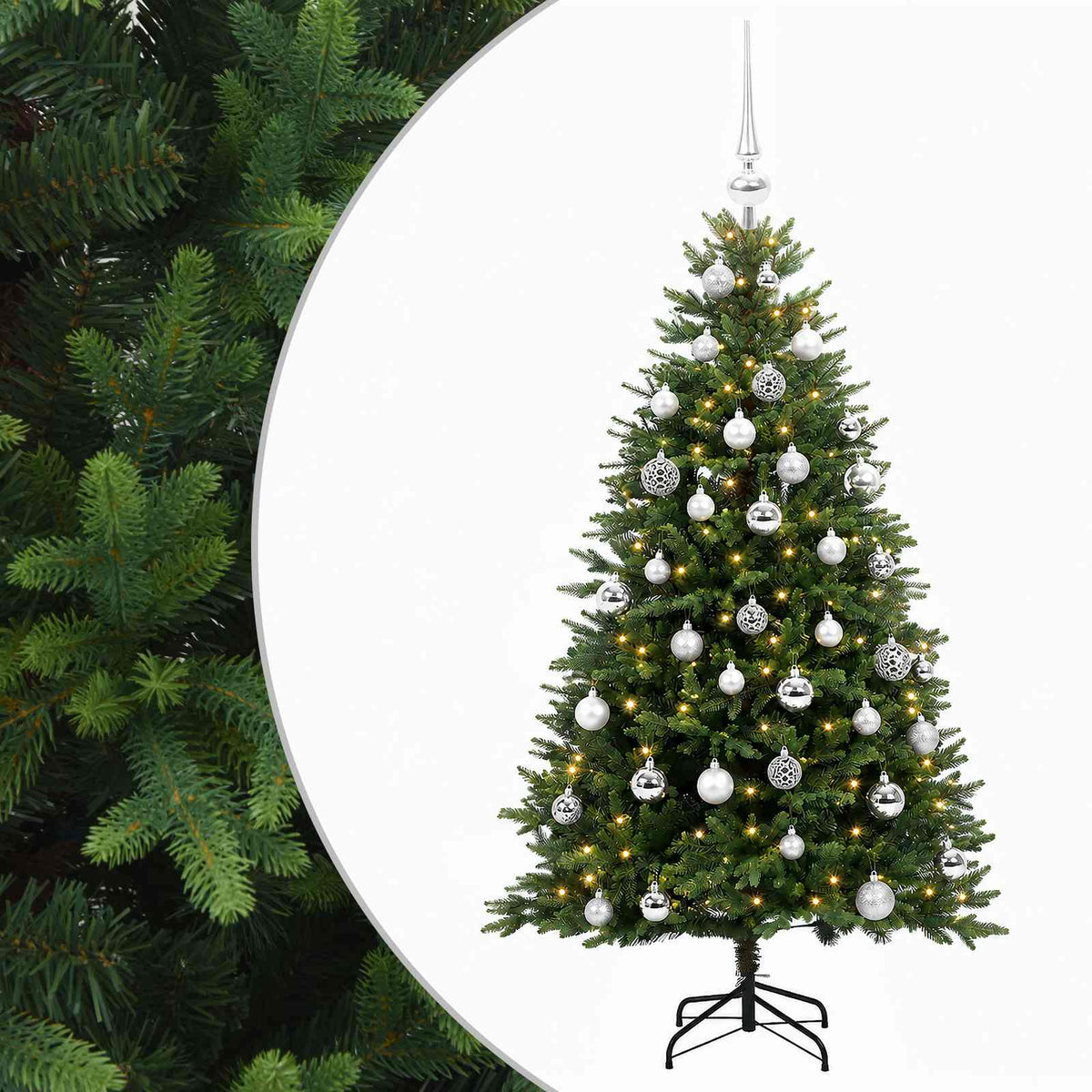 vidaXL Artificial Christmas Tree with Bauble 150 cm 150 LEDs