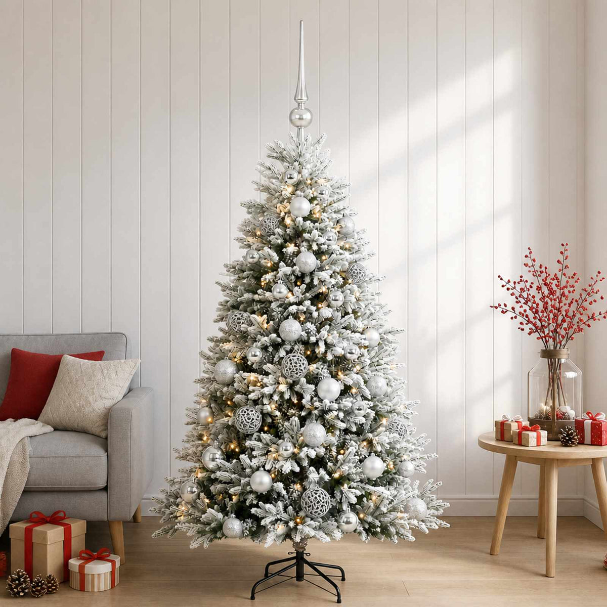 vidaXL Artificial Christmas Tree with Bauble 150 cm 150 LEDs