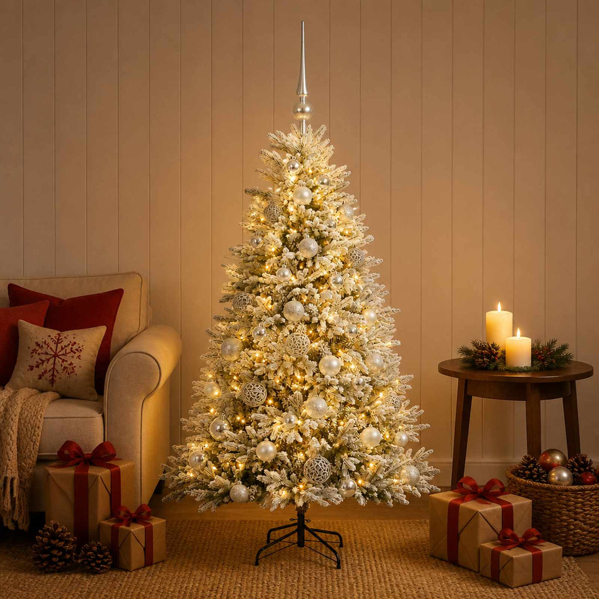 vidaXL Artificial Christmas Tree with Bauble 120 cm 150 LEDs