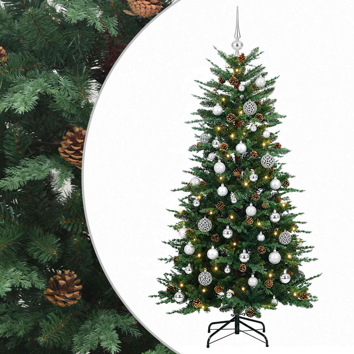 vidaXL Artificial Christmas Tree with Bauble 150 cm 150 LEDs