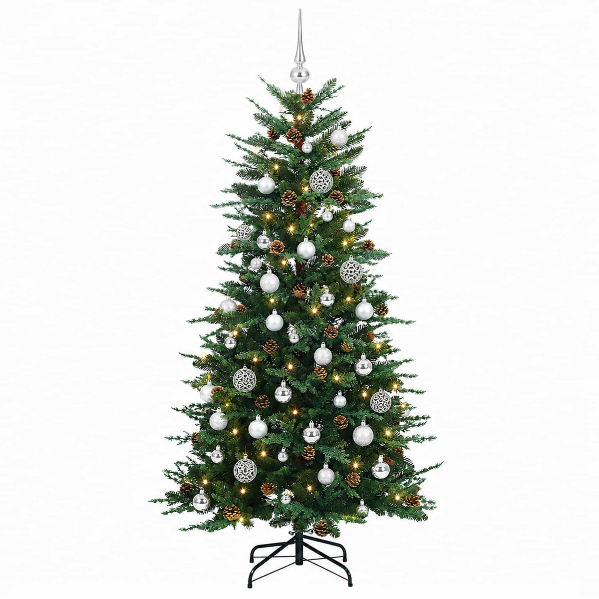 vidaXL Artificial Christmas Tree with Bauble 150 cm 150 LEDs